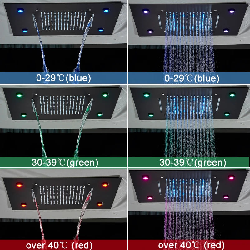 Shinesia Thermostatic Rainfall Concealed Shower System With Led Remote