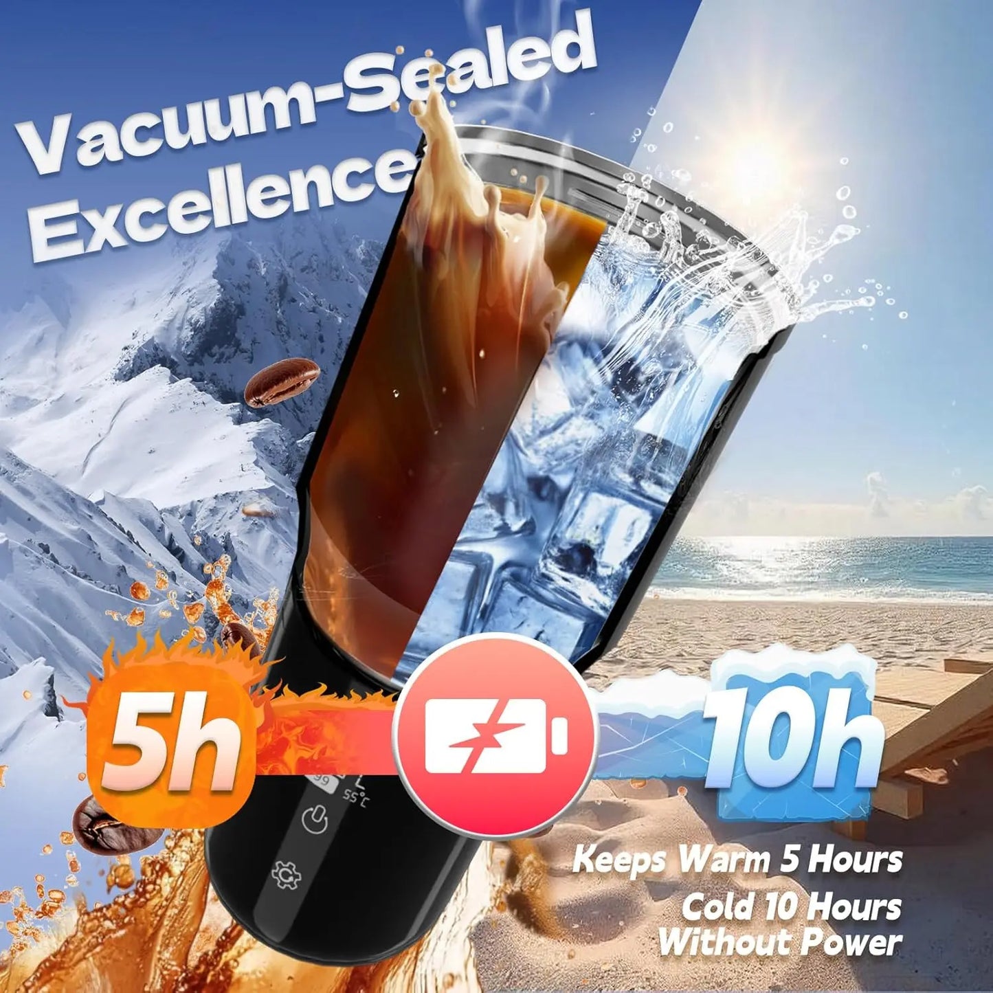 XMSJ Smart Mug Temperature Controlled Heated Coffee Mug LCD