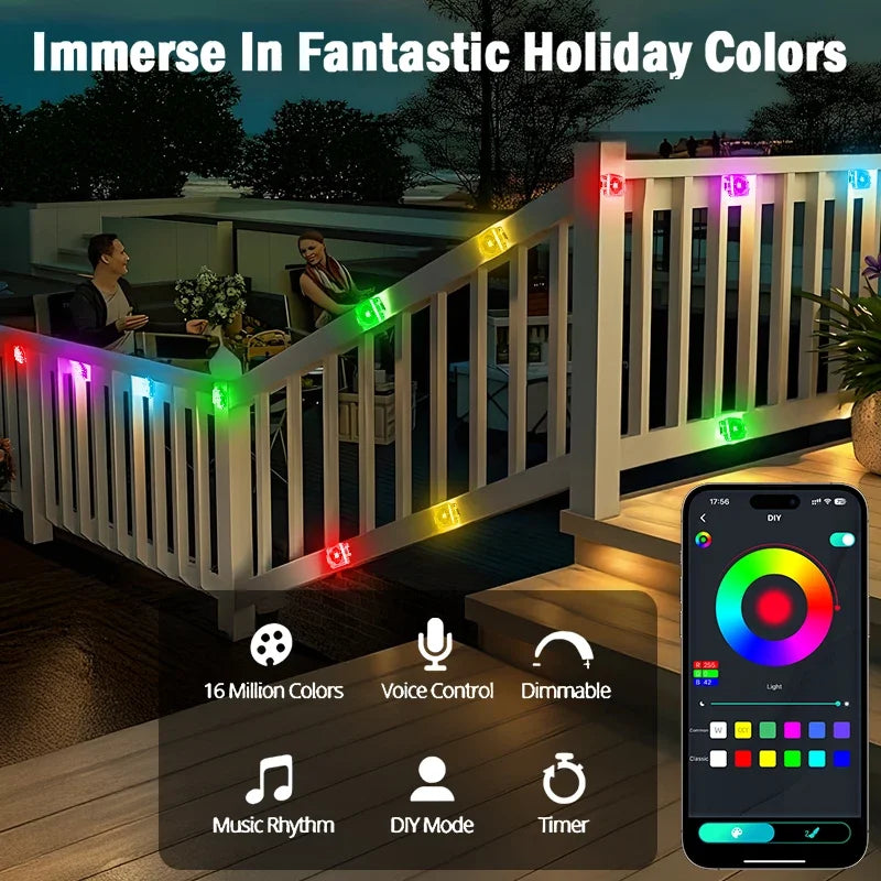 Permanent Outdoor RGB LED String Lights IP67 Waterproof