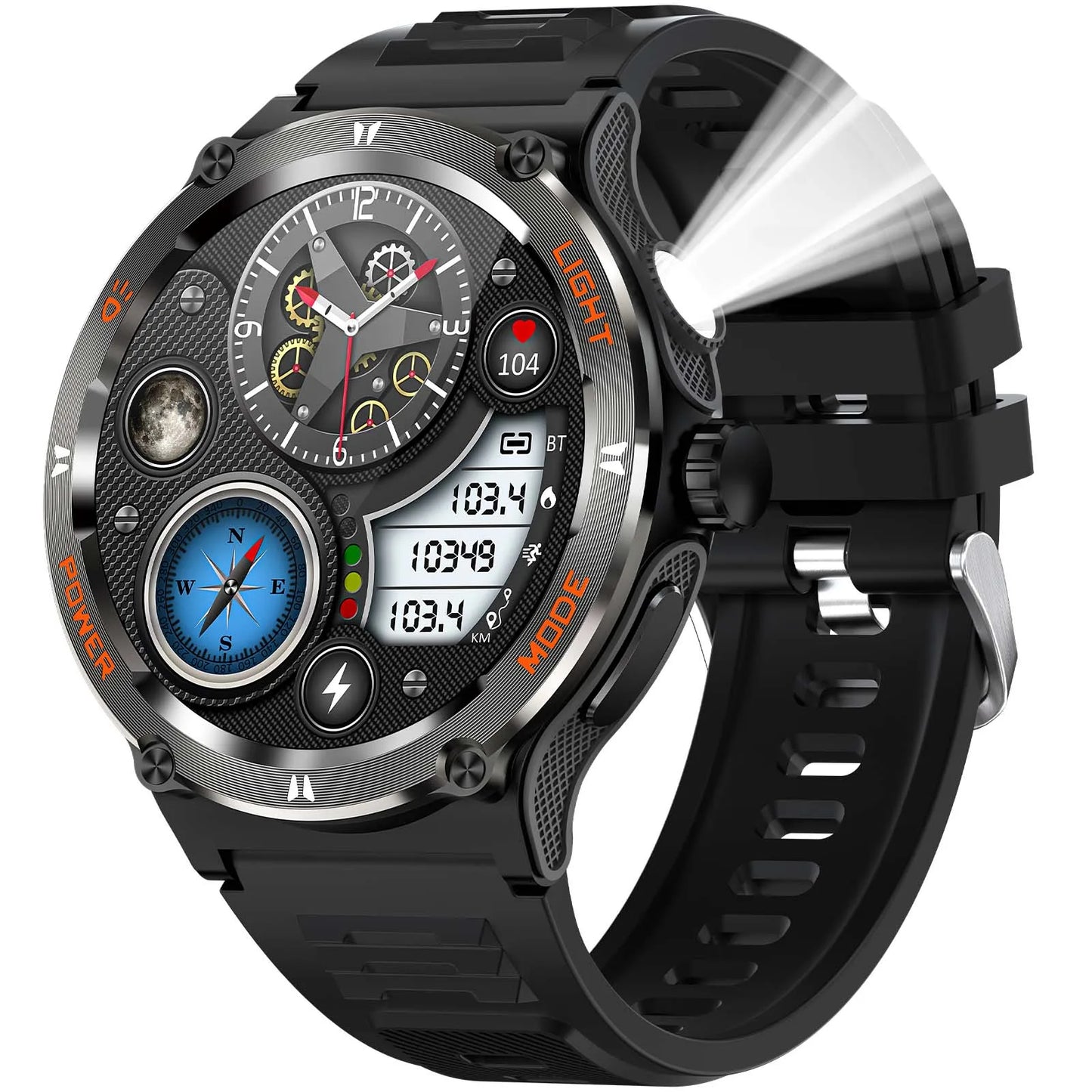 LaNikar Smart Watch KT76 3ATM Waterproof Compass Bluetooth Heart Rate