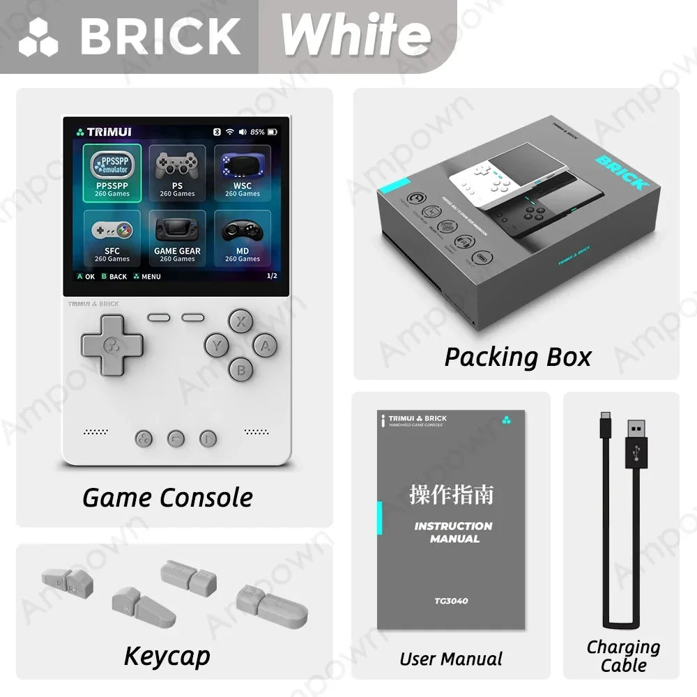 TRIMUIC BRICK Handheld Game Console With IPS Display Linux UI Metal Back Panel
