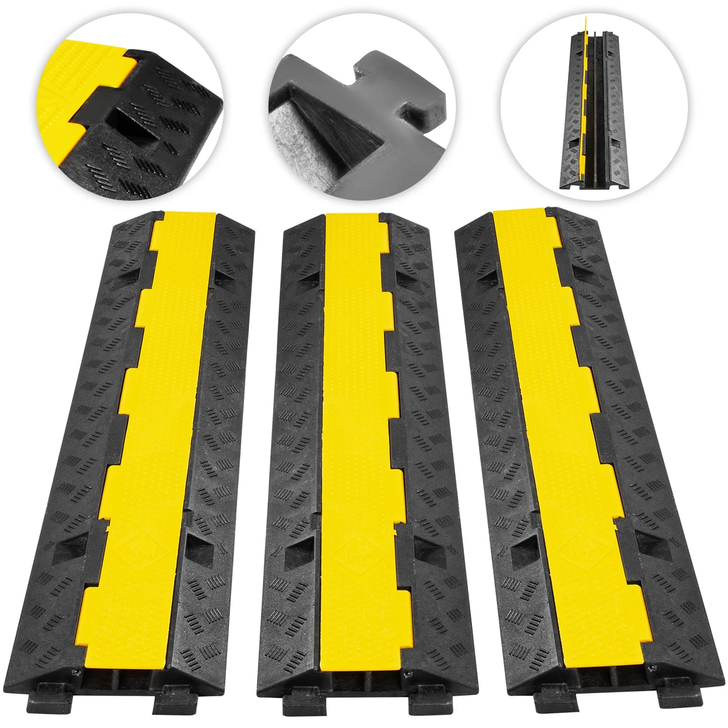 SucceBuy Cable Protector Ramp 2 Channel Rubber PVC 11000 Lbs