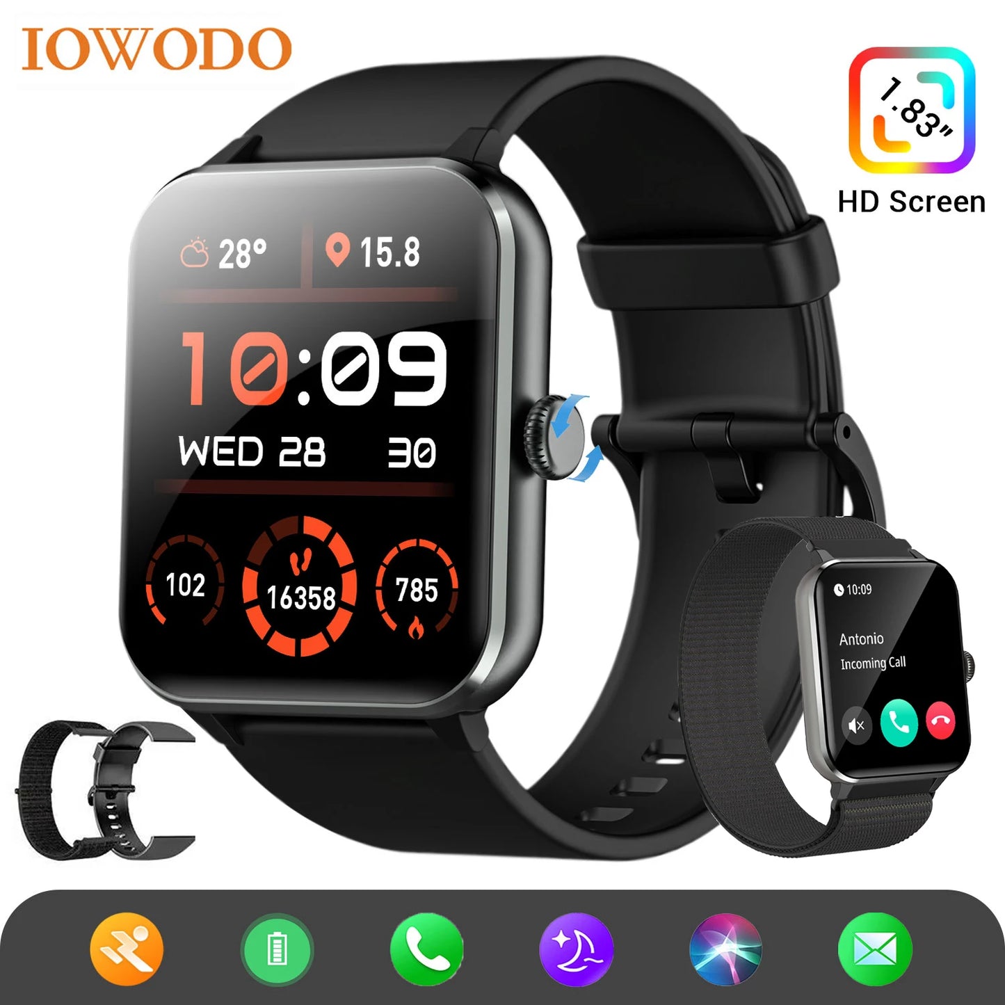 IOWODO R50 Smart Watch With AI Voice Assistant Health Monitoring