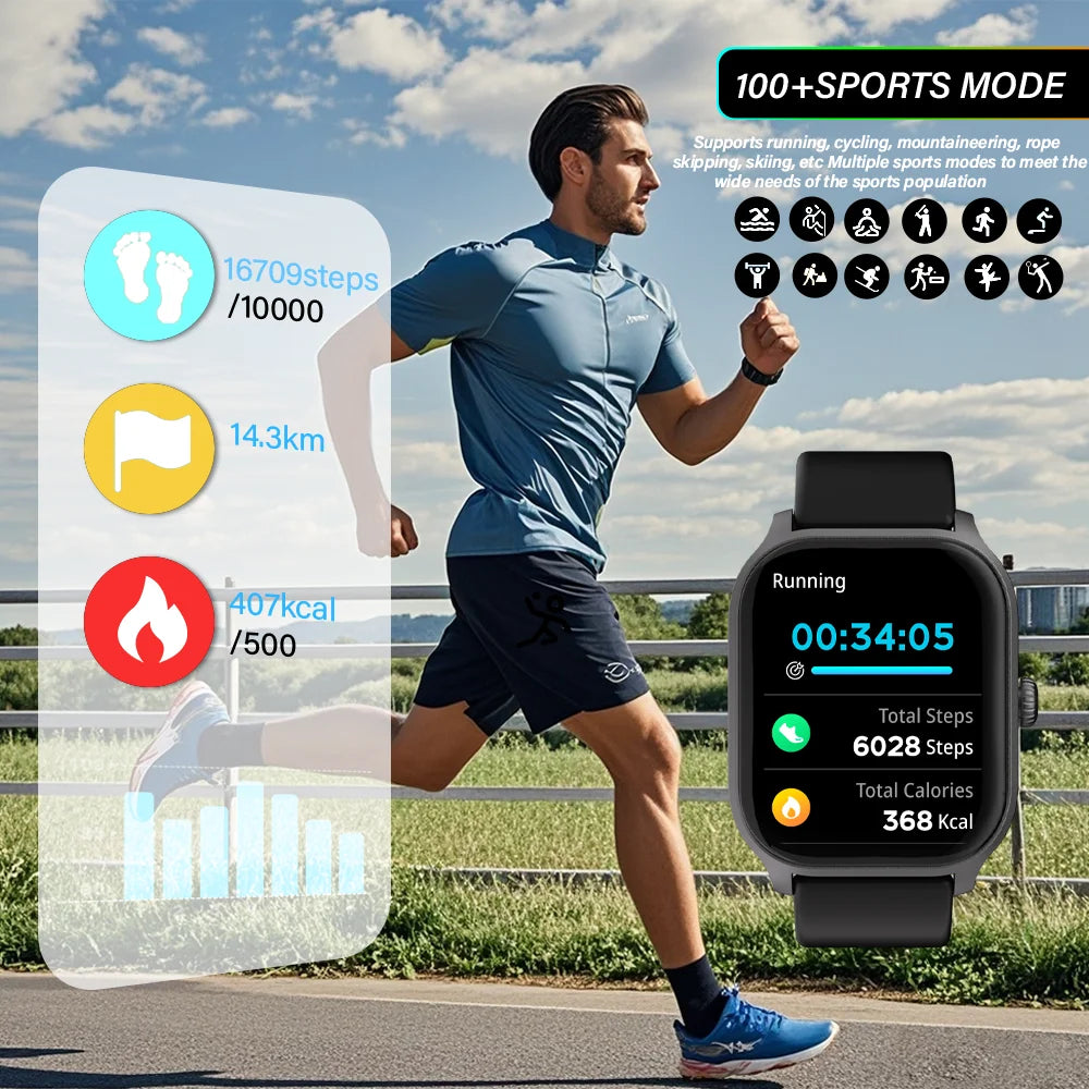 LAXASFIT Smart Watch Bluetooth Calling Voice Assistant for Android iOS