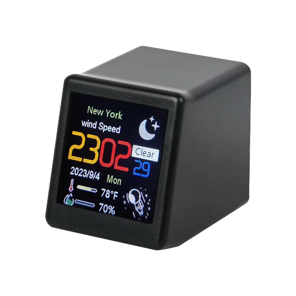 Compact Smart WiFi Weather Station Clock With Temperature And Humidity