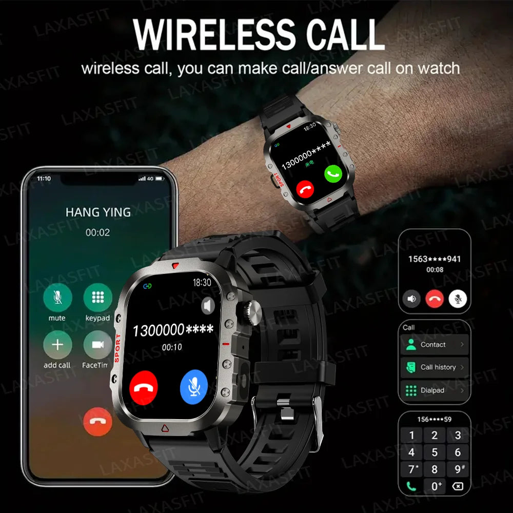 LAXASFIT Smart Watch with Bluetooth Voice Call and LED Flashlight