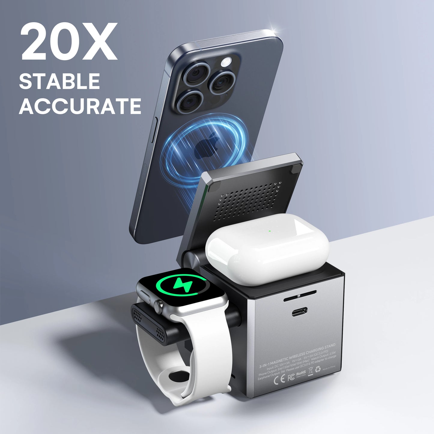ZeeHoo 3 in 1 MagSafe Wireless Charging Station for iPhone