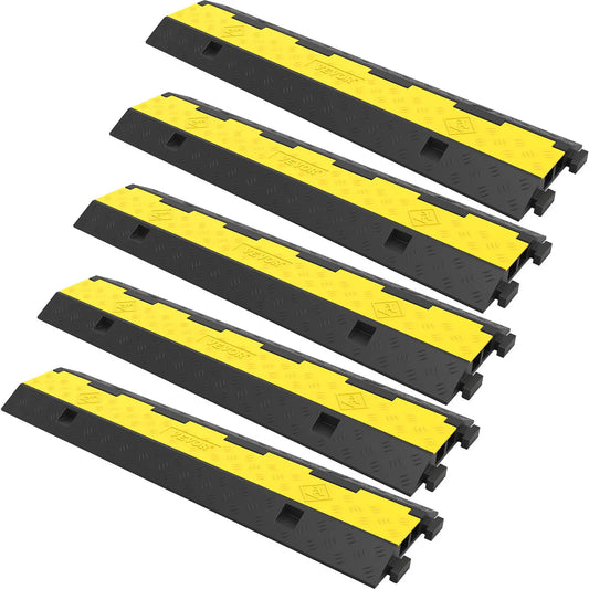SucceBuy Cable Protector Ramp 2 Channel Rubber PVC 11000 Lbs