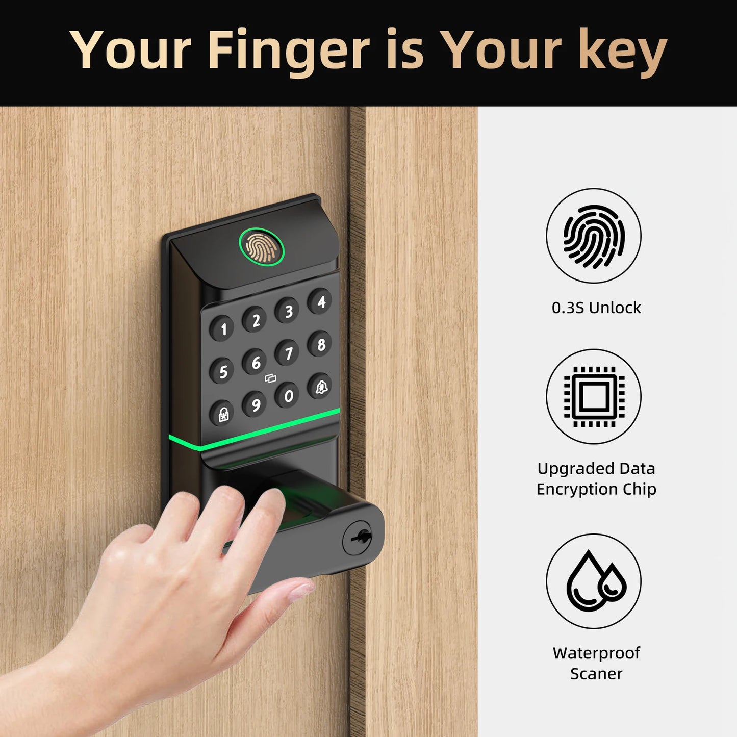 Viladepot Smart Lock Fingerprint Door Lock With Bluetooth App Control