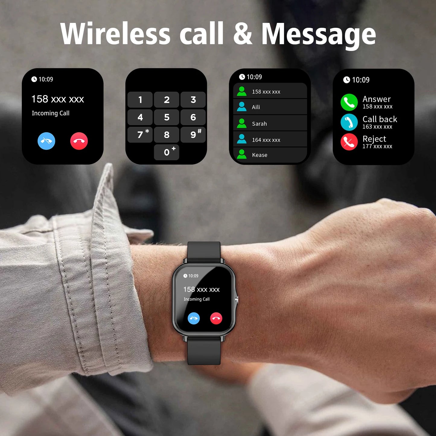 Odelettevcy Smart Watch With Bluetooth 5.0 Call Dial SMS Reminders
