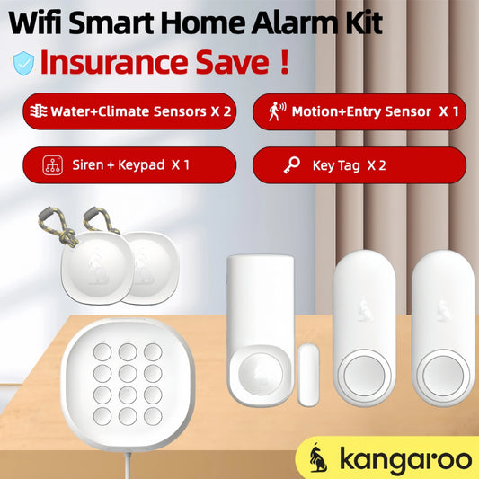 Kangaroo 7-Piece WiFi Smart Home Alarm Kit With Water Alerts
