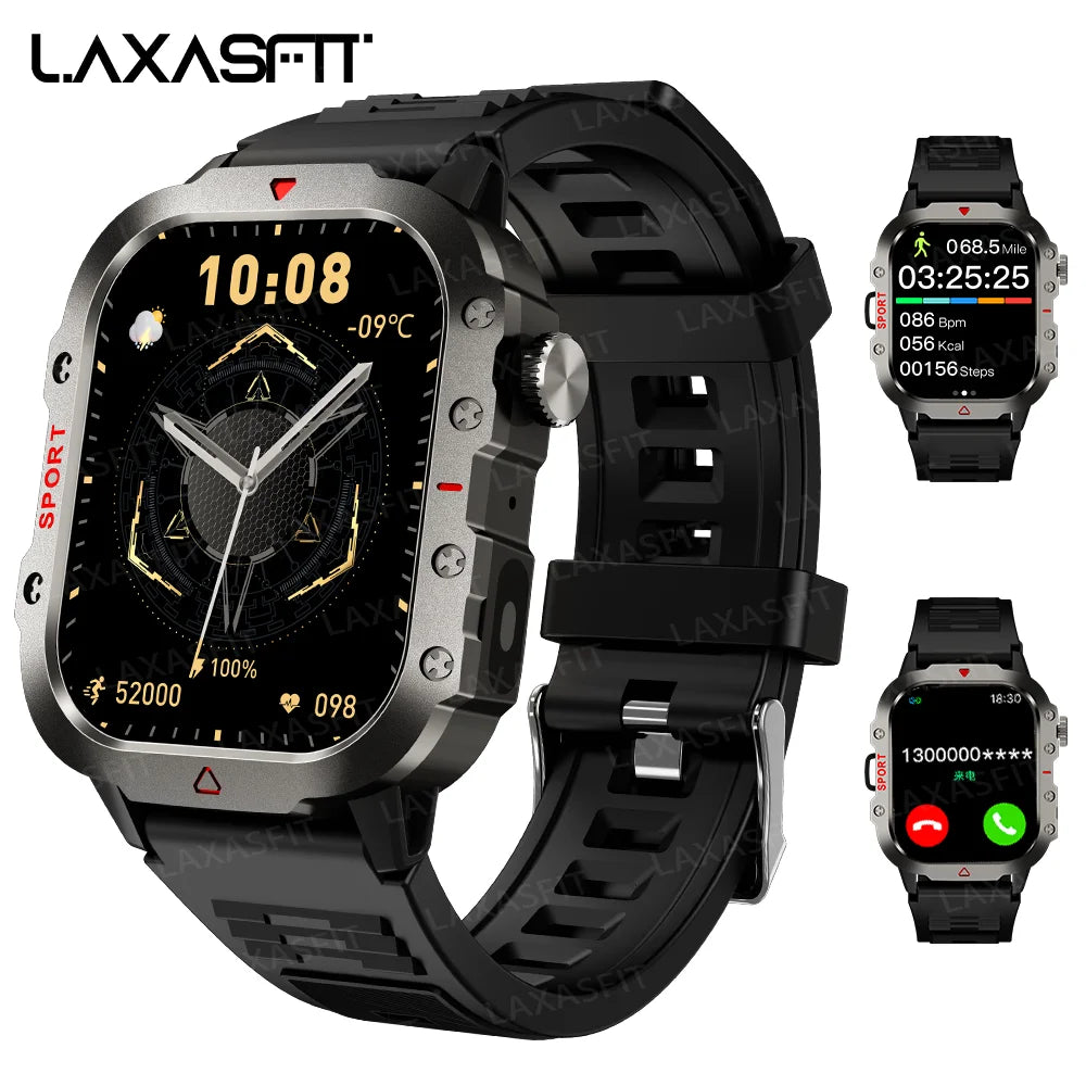 LAXASFIT Smart Watch with Bluetooth Voice Call and LED Flashlight