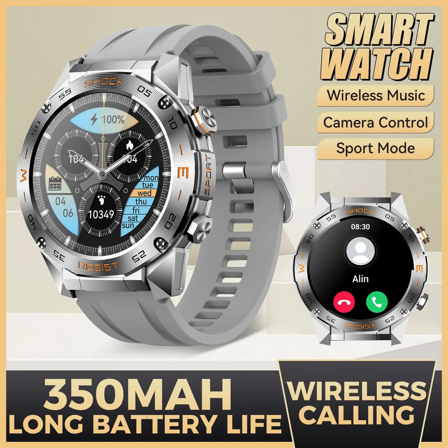 LaNikar Military Smartwatch for Men with Heart Rate Tracking
