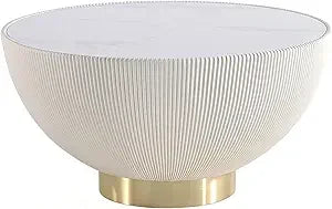 Modern Round Coffee Table Ceramic Marble Top Stainless Steel Frame