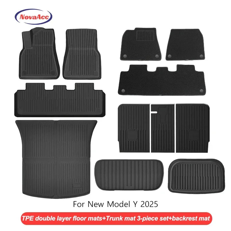 NovaAcc All Weather Floor Mats For Tesla Model Y Interior