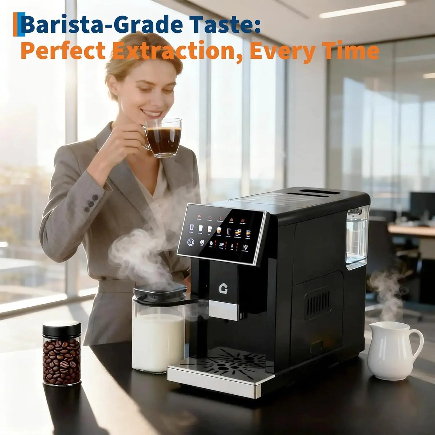 Acekool Espresso Maker With Milk Frother And Grinder