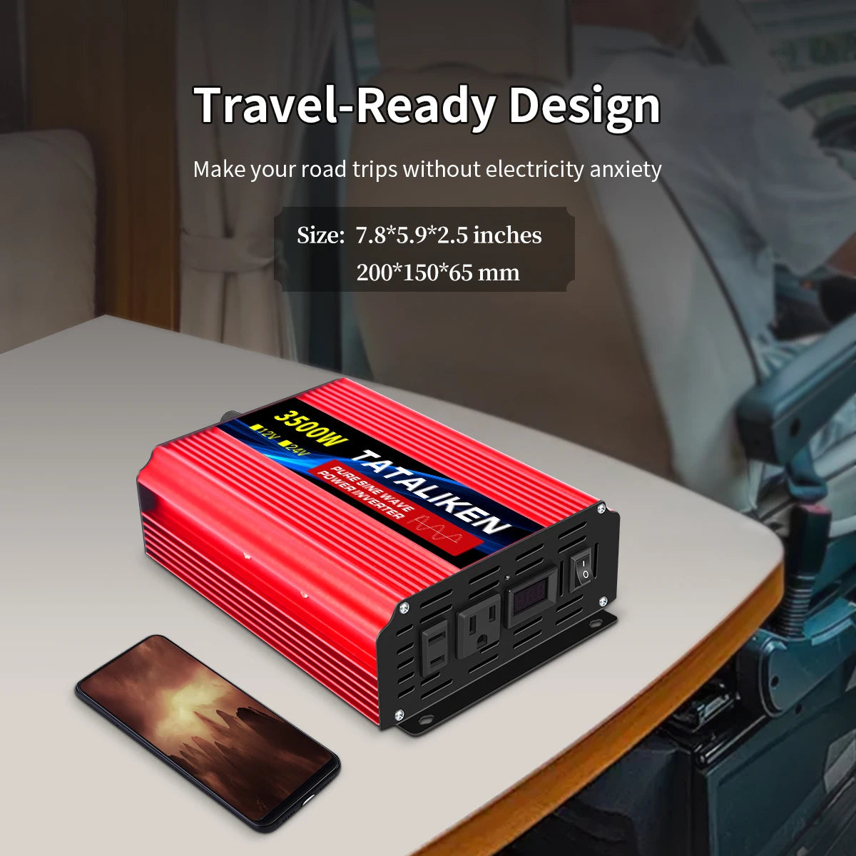 TATALIKEN 12V DC To 110V 60Hz Pure Sine Wave Car Inverter 1000W To 10000W