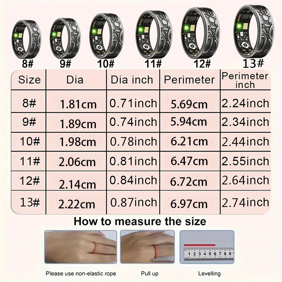 Smart Ring Fitness Tracker IP68 Waterproof Sleep Monitor 20 Modes