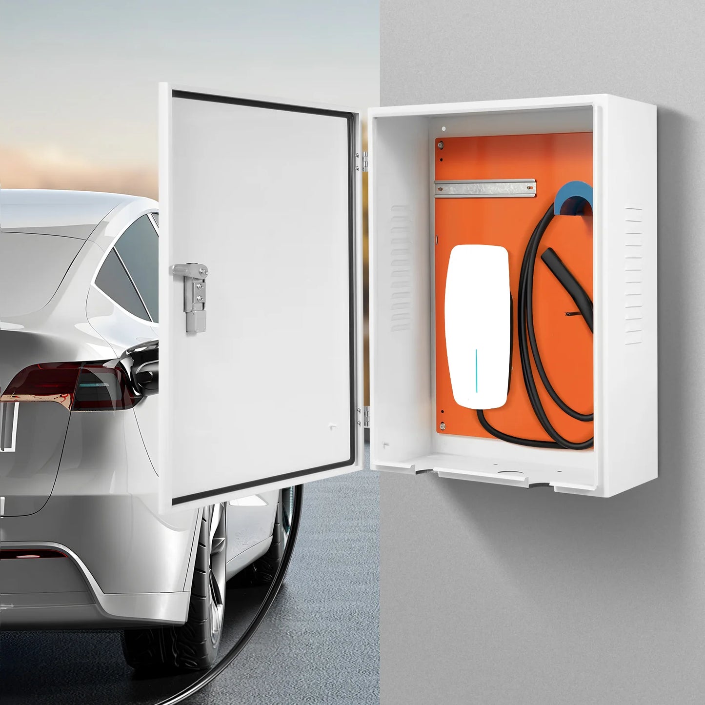 CNCESTDIY Wall EV Charger Protective Box With Cable Organizer