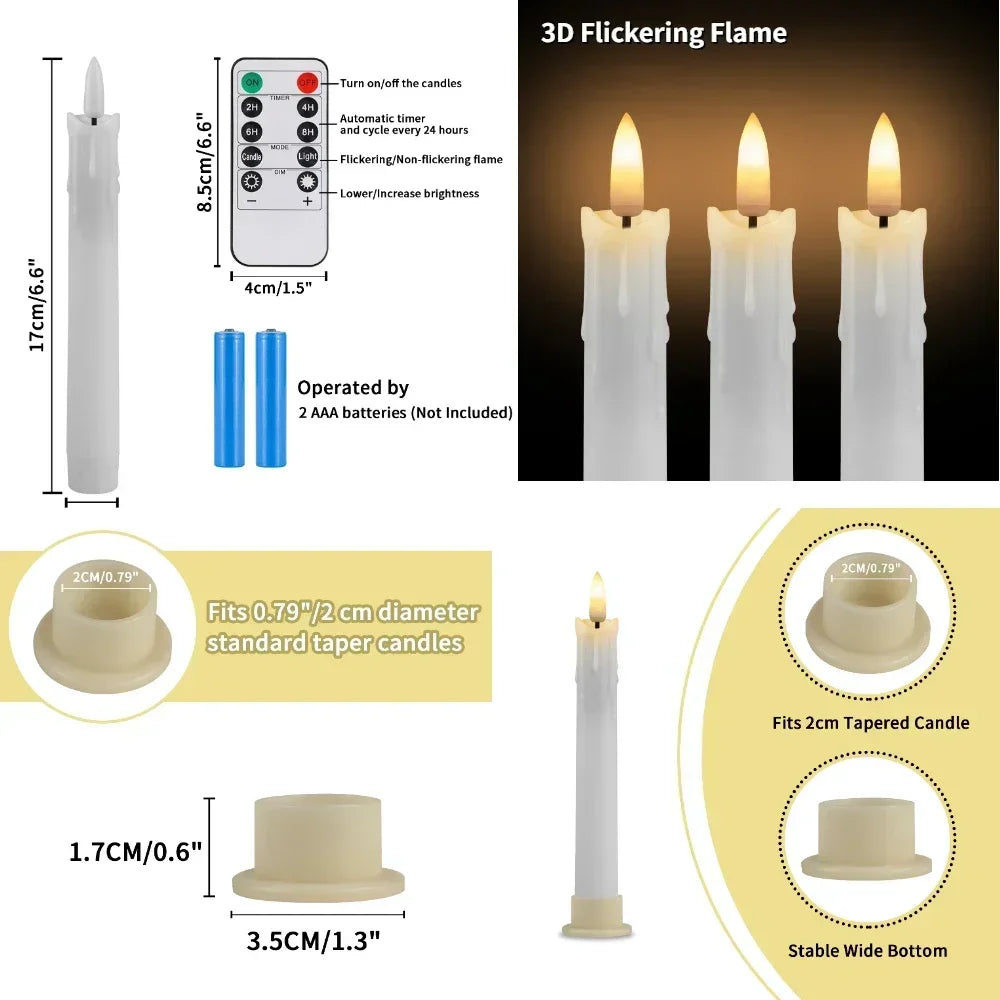 Led Taper Candle With Remote Flameless Flicker Window Decor