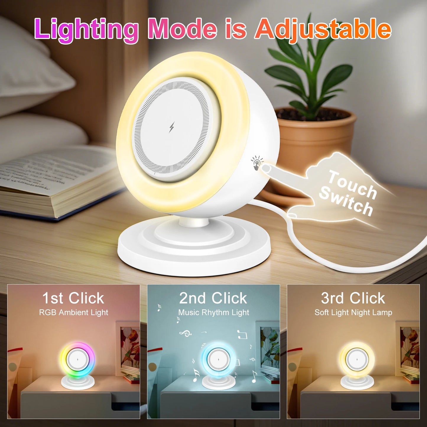 Magnetic Wireless Charger Stand 15W 4 In 1 RGB Speaker