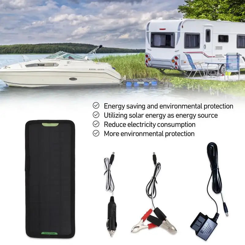 Solar Trickle Charger Waterproof 12V Car Battery Maintainer Kit