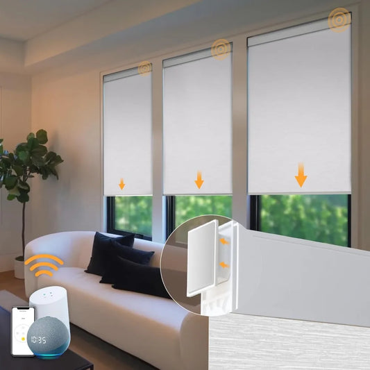 Cordless Motorized Roller Blinds With Remote Control No Drill