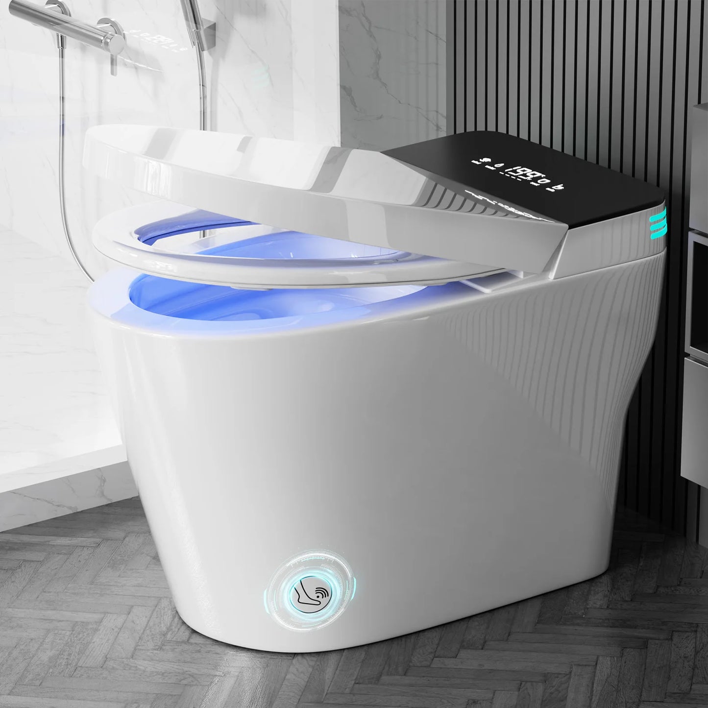 ADA Elongated One-Piece Heated Bidet Toilet With Warm Water Sprayer