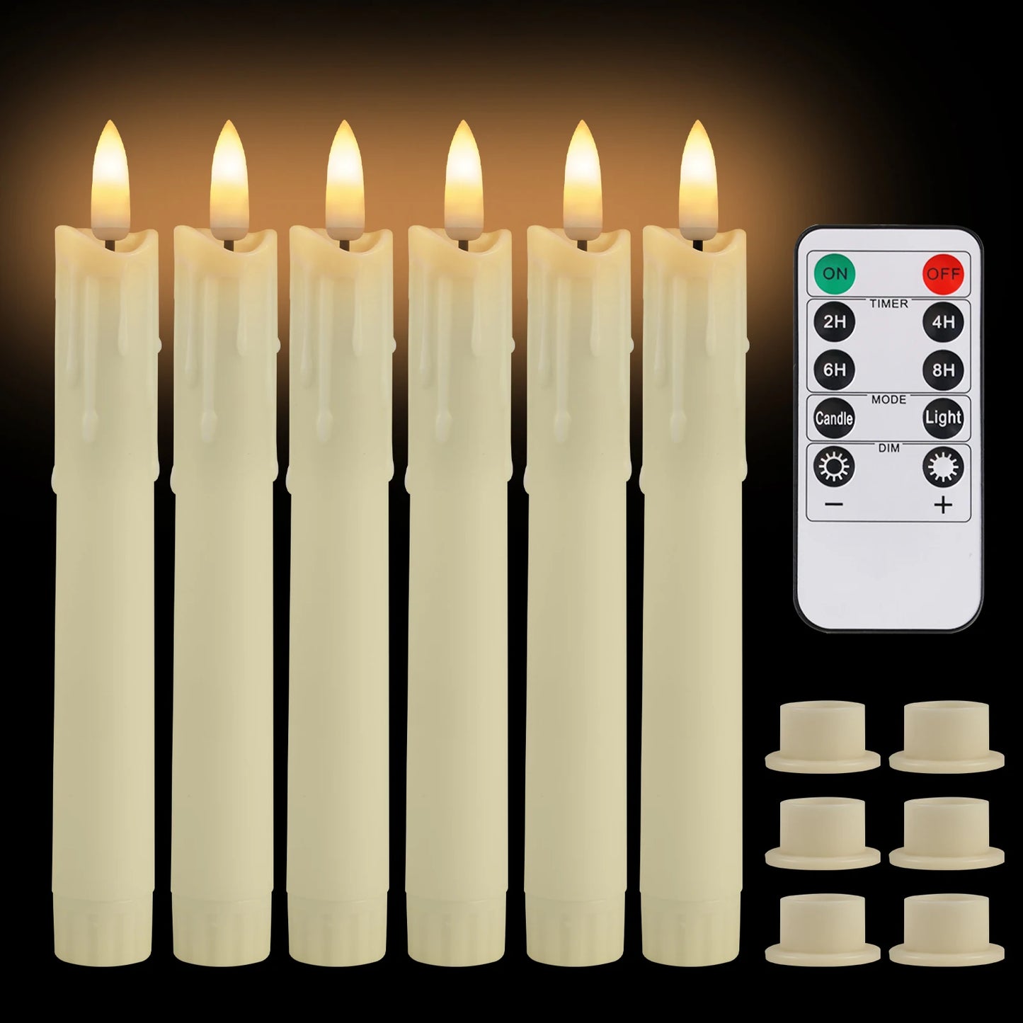 Led Taper Candle With Remote Flameless Flicker Window Decor