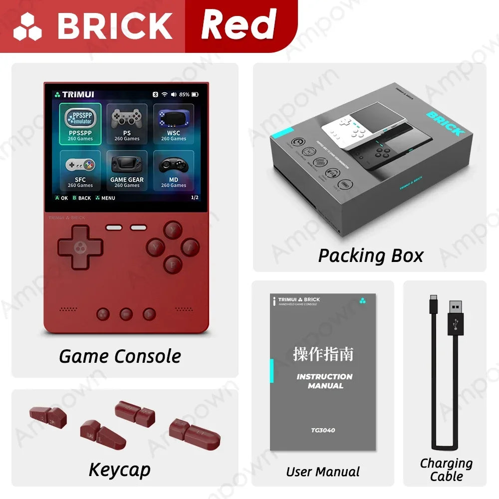 TRIMUIC BRICK Handheld Game Console With IPS Display Linux UI Metal Back Panel