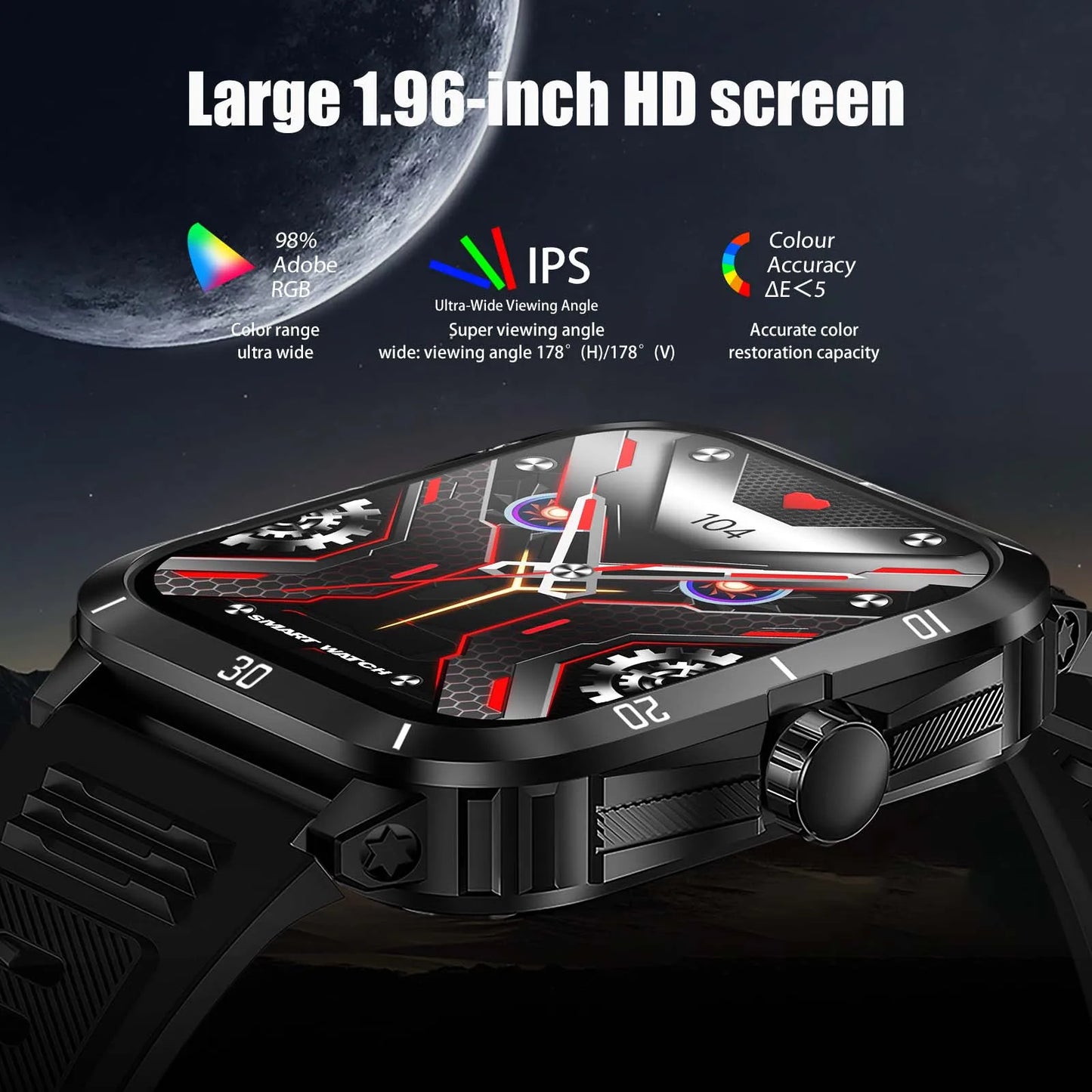 EIGIIS KT71 Smartwatch 3ATM Waterproof Heart Rate Blood Pressure Bluetooth