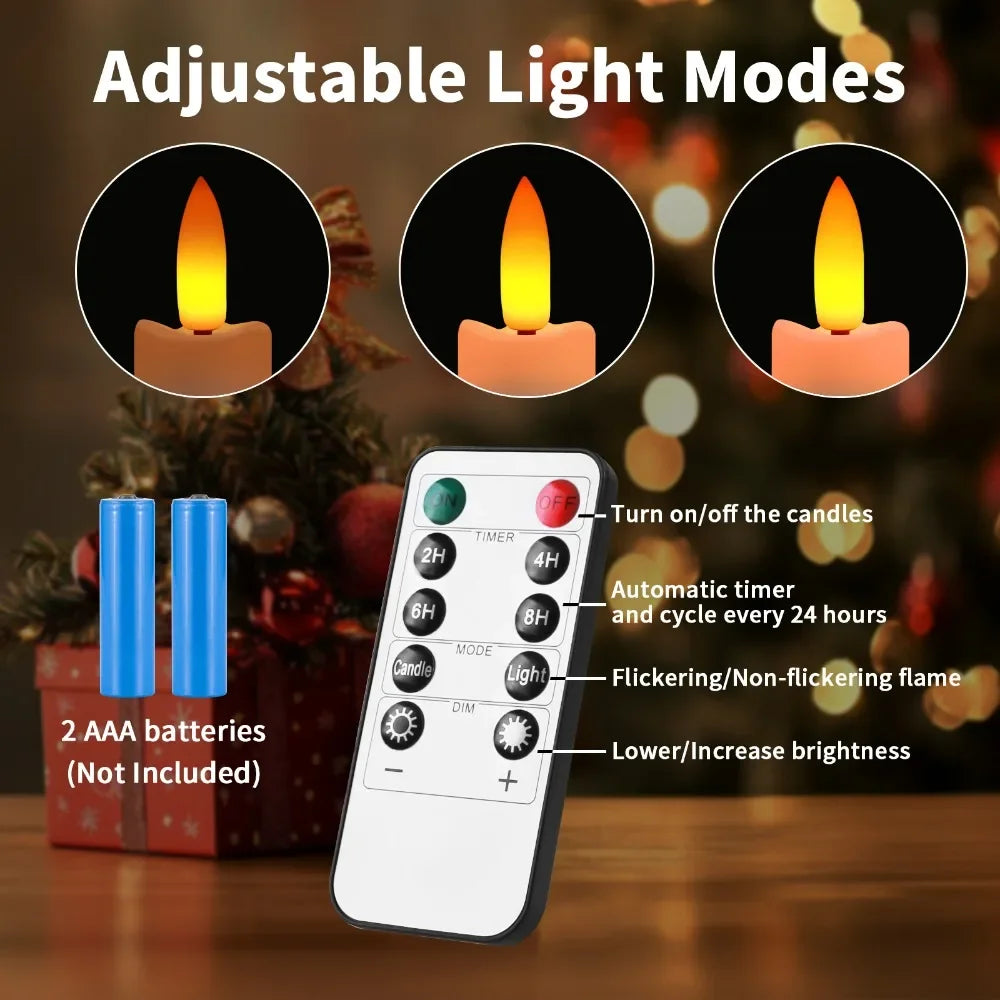 Flameless Flickering LED Taper Candles With 10Key Remote For Window