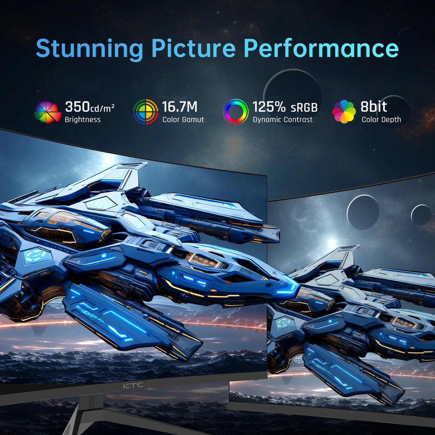 KTC 240Hz Curved Gaming Monitor HDR10 1ms FreeSync G Sync