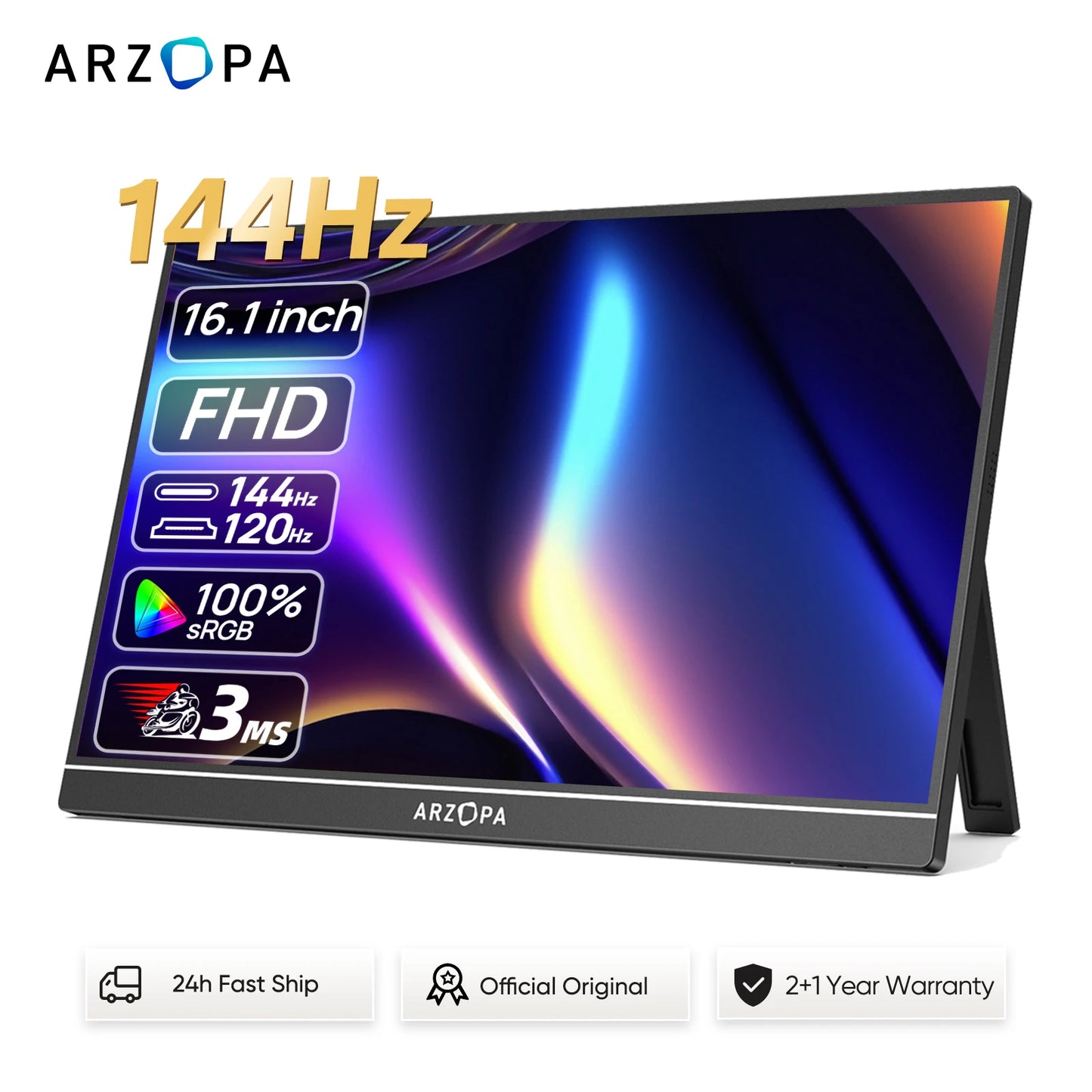 Arzopa Z1FC Portable Gaming Monitor 144Hz HDR 100 Percent sRGB