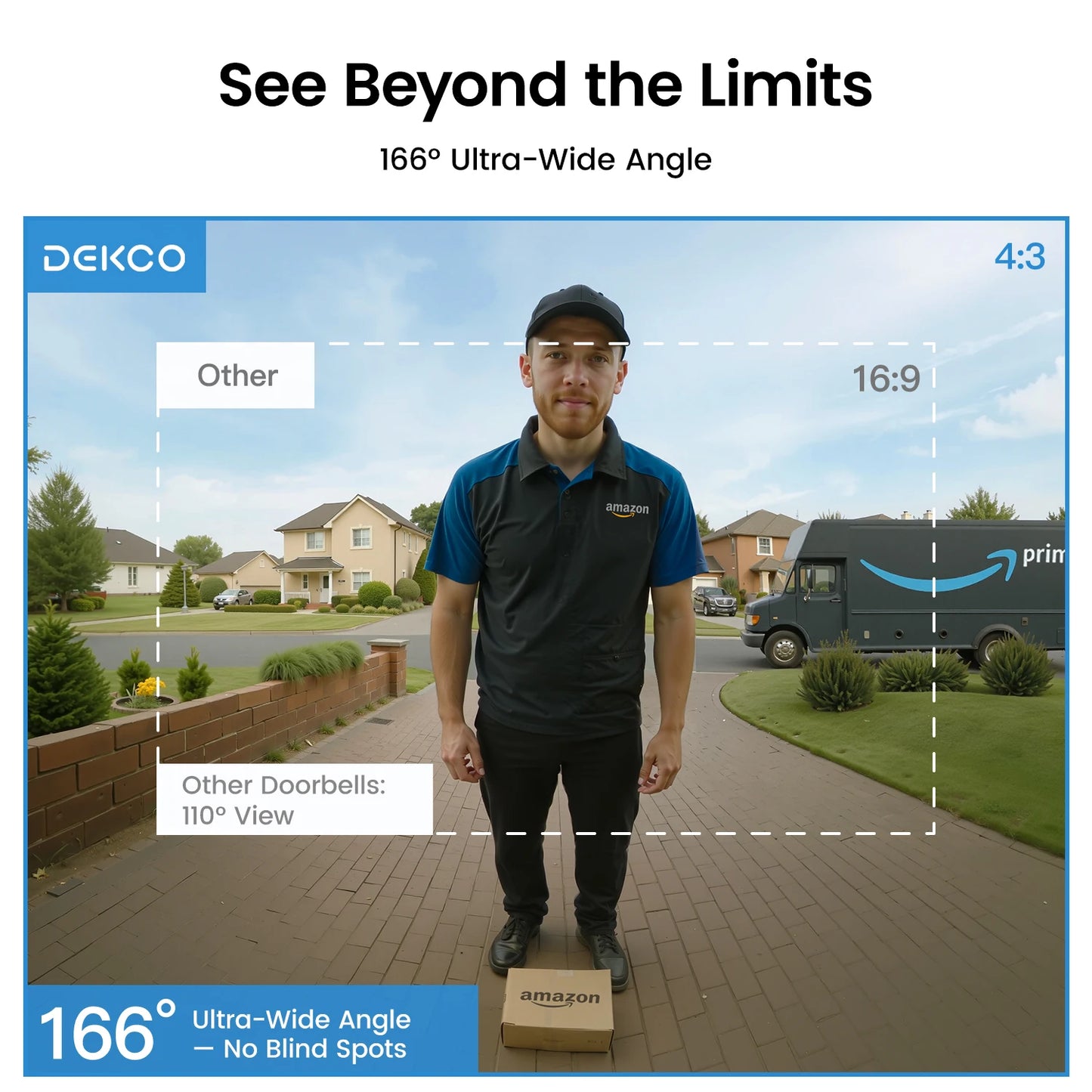 Dekco 3MP WiFi Doorbell 5000mAh Battery AI Human Detection Alexa