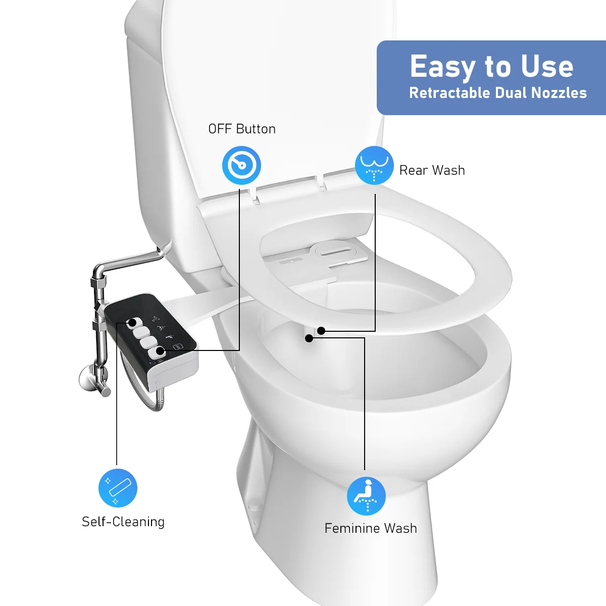 ITAX Ultra Slim Bidet Toilet Seat Attachment With Adjustable Water