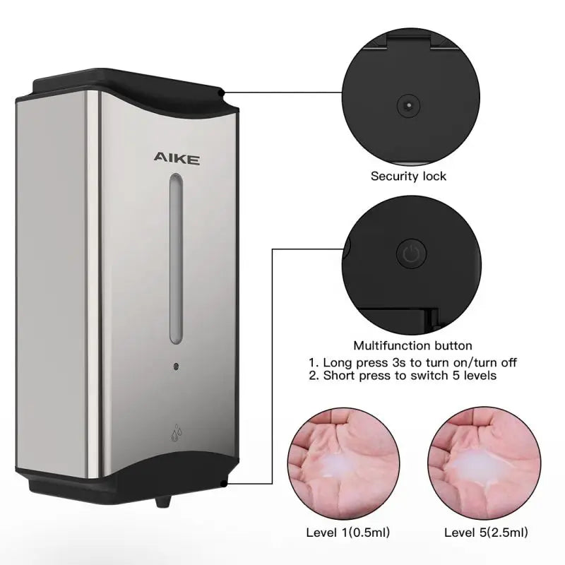 AIKE AK1206 Automatic Soap Dispenser Wall Mounted For Commercial Bathrooms
