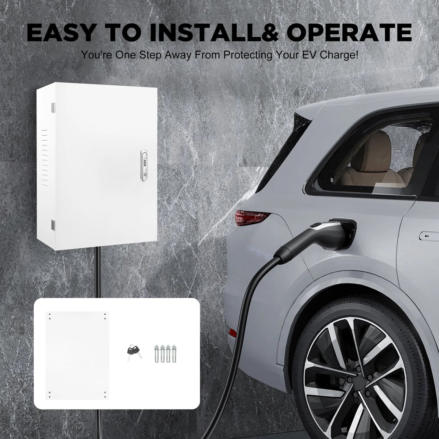 CNCESTDIY Wall EV Charger Protective Box With Cable Organizer
