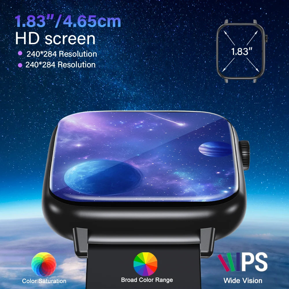 LAXASFIT Smartwatch Bluetooth Call Heart Rate IP68 Waterproof 100 Modes