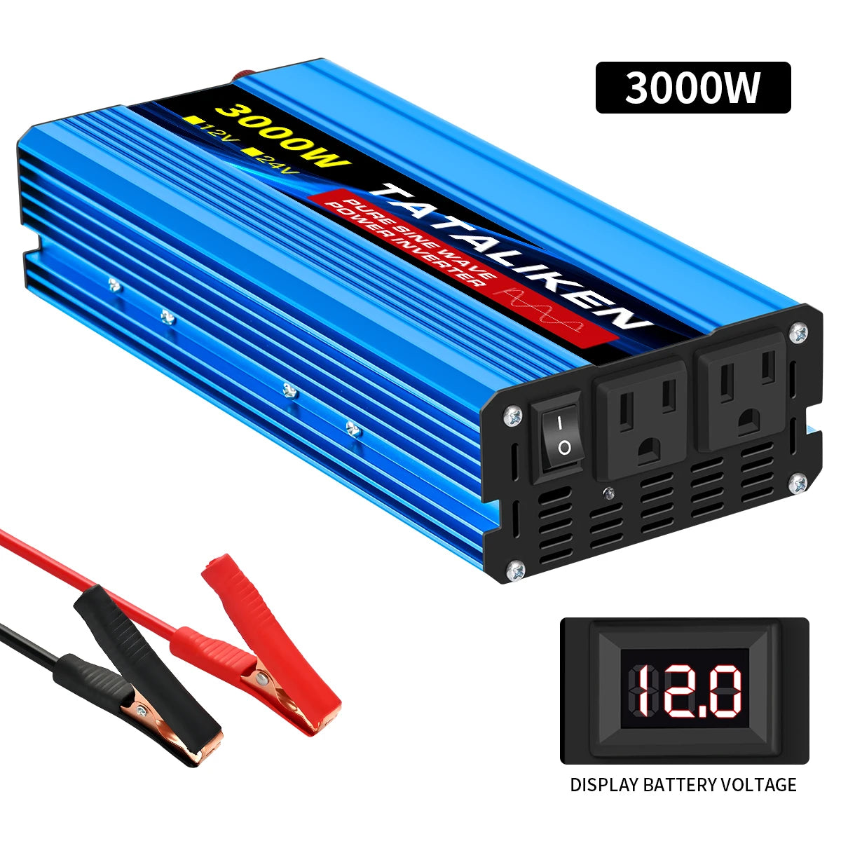 TATALIKEN 12V DC To 110V 60Hz Pure Sine Wave Car Inverter 1000W To 10000W