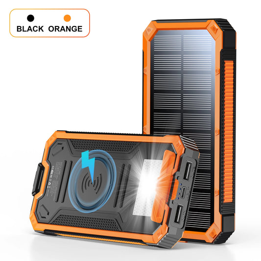 Solar Power Bank Wireless Charger 20000mAh Flashlight
