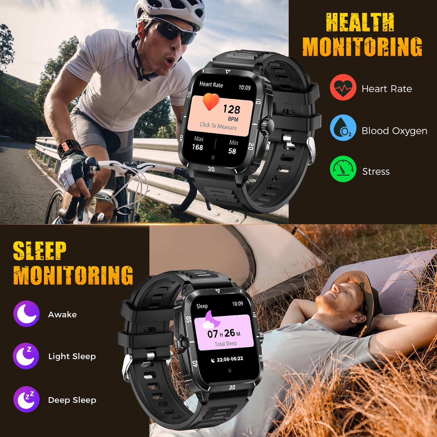 LaNikar KT71 Smart Watch 3ATM Waterproof Fitness Tracker
