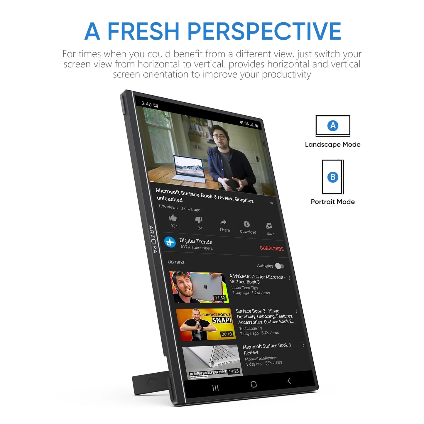 Arzopa A1S 1920x1080 IPS Portable Monitor For PC Gaming