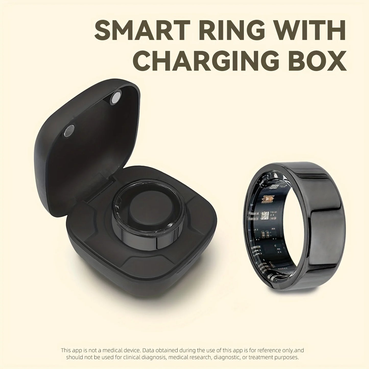 Odelettevcy Smart Ring Health Tracker Heart Rate Blood Oxygen IP68