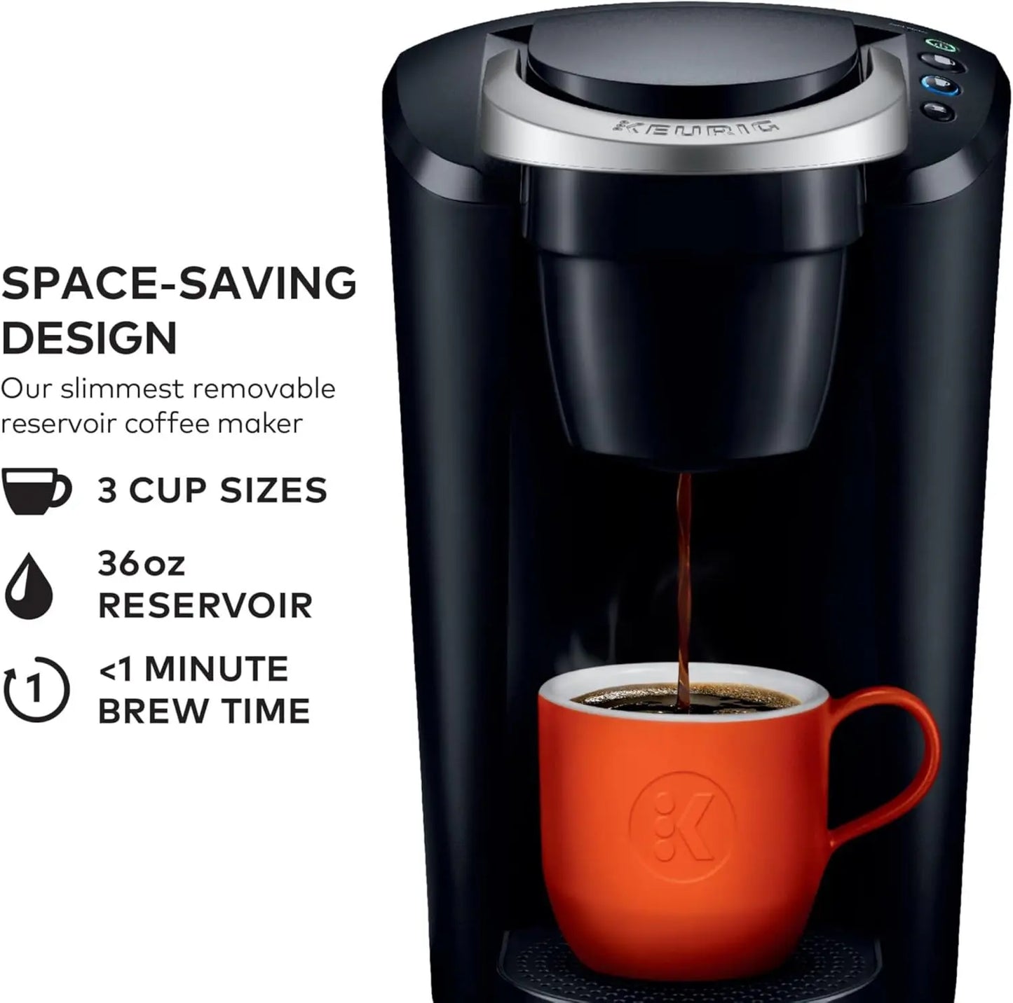 Compact Single Serve Coffee Maker With Smart Start Removable Reservoir