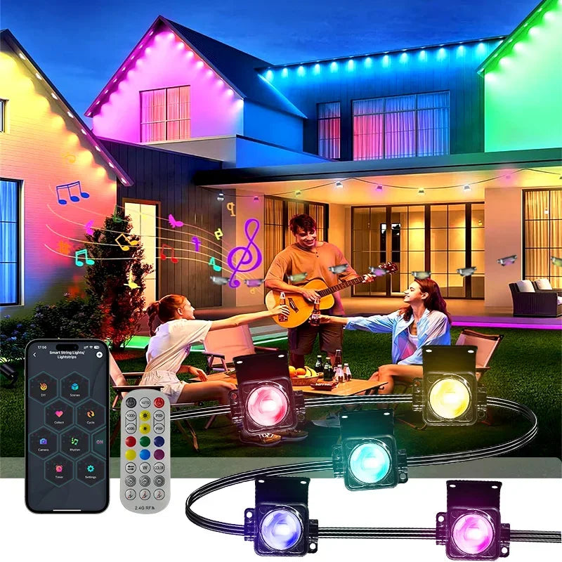 Permanent Outdoor RGB LED String Lights IP67 Waterproof