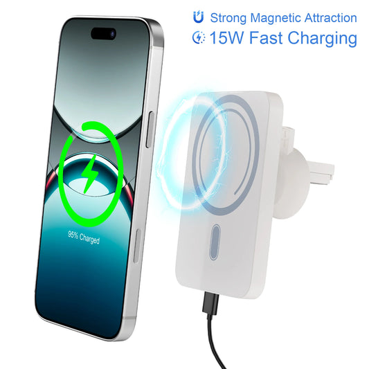 Wireless Car Charger 15W Magnetic Phone Holder For iPhone MagSafe