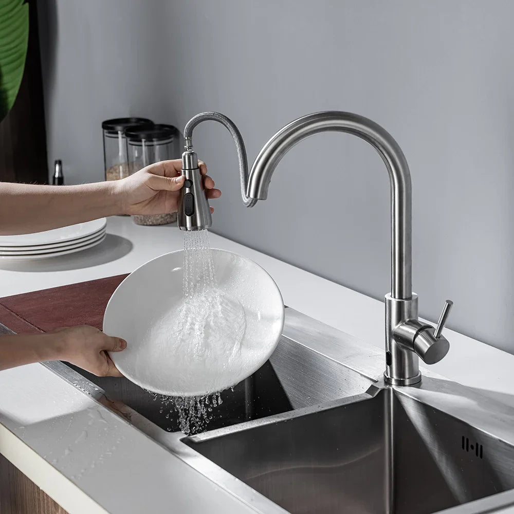 DQOK Touchless Kitchen Faucet With Infrared Sensor Pull-Out
