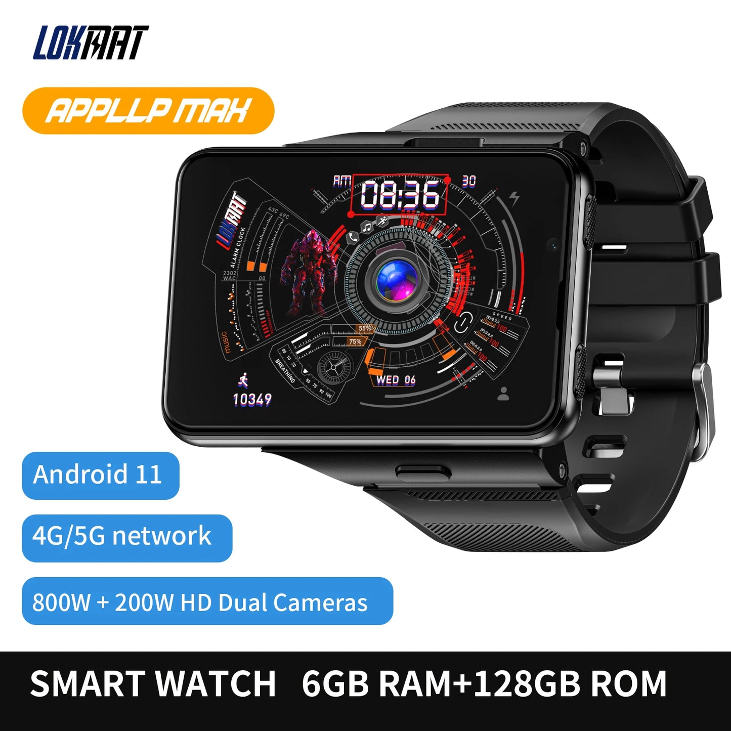 Lokmat APPLLP Max Android Smartwatch 4G Phone Dual Camera