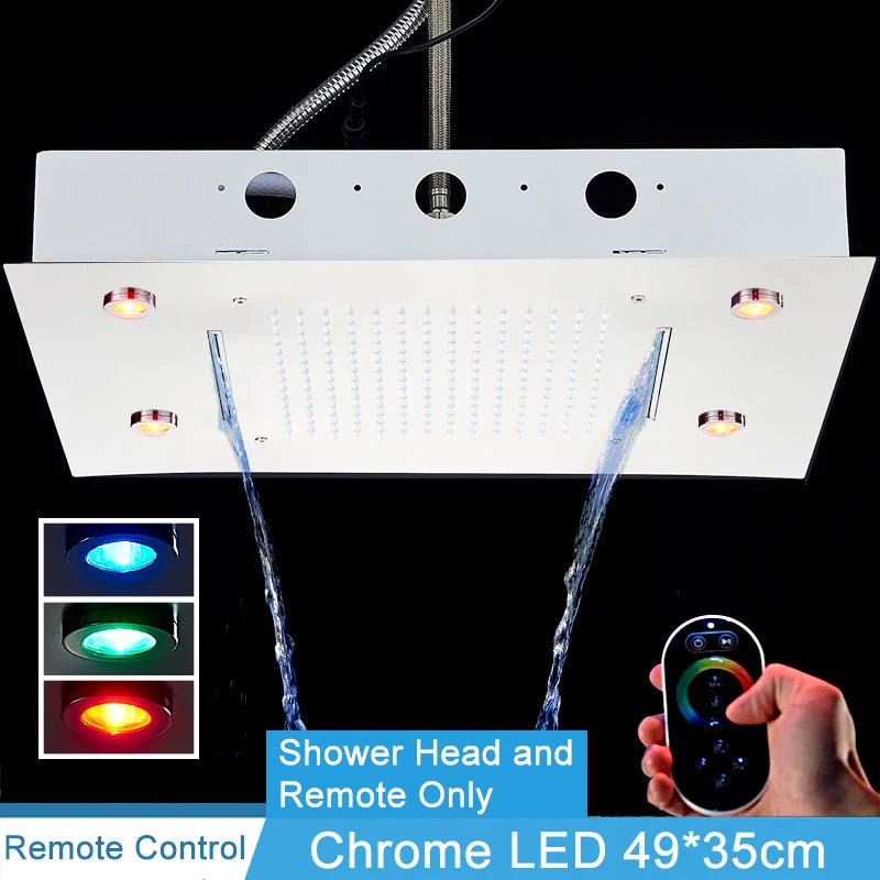 Shinesia Thermostatic Rainfall Ceiling Shower System With Led Remote Control